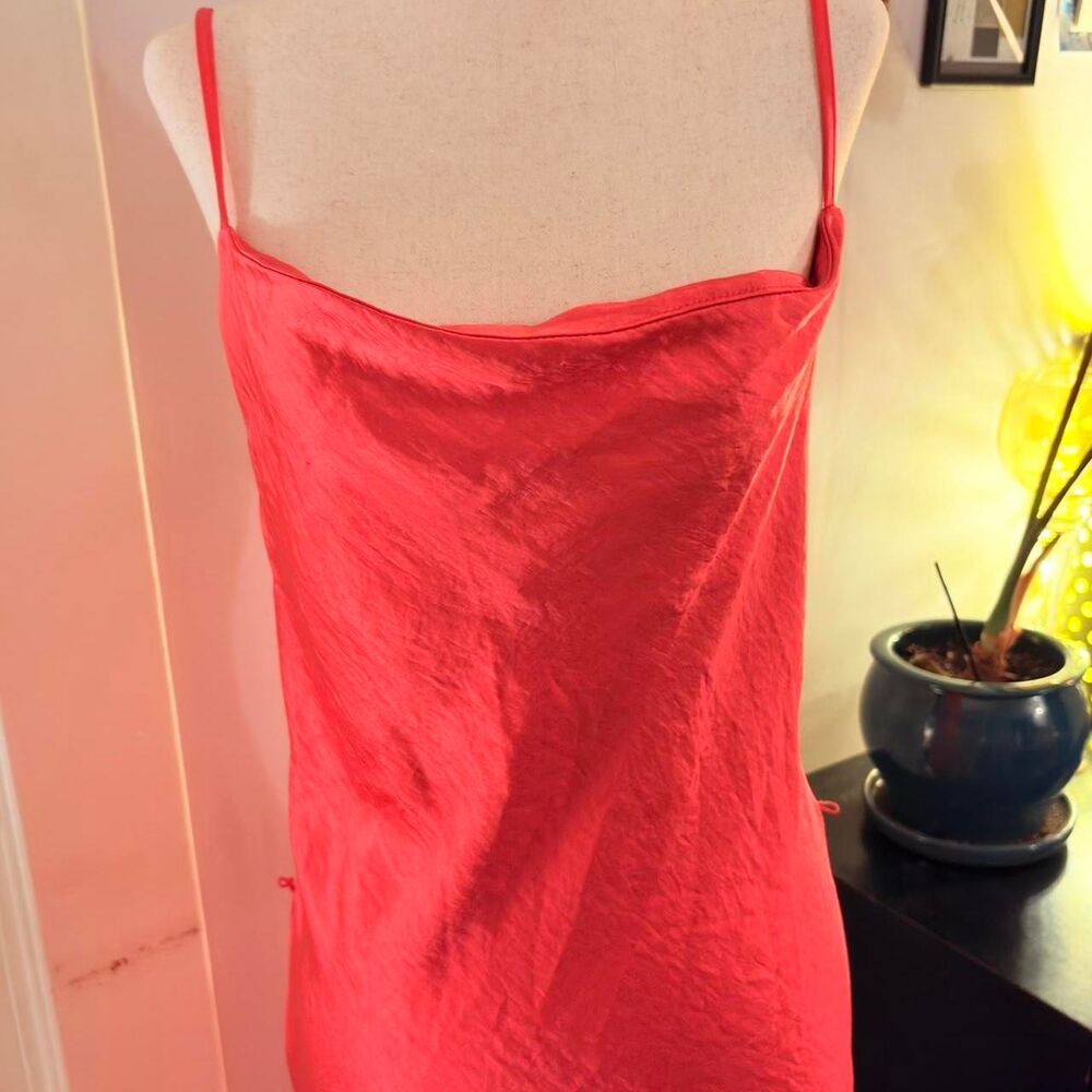 J for Justify bright punchy coral pink silky satin slip dress Size S